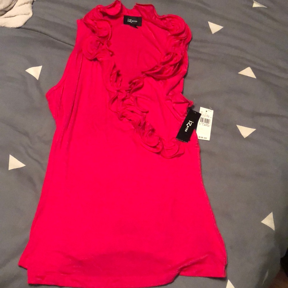 NWT- iZ Byer Dressy ruffle tank Size-XL Color-pink